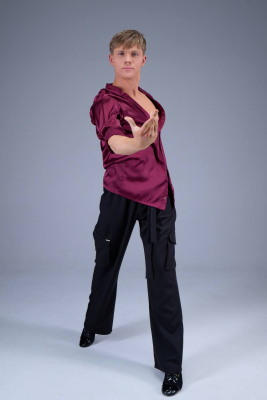 Roberto Burgundy Satin Shirt